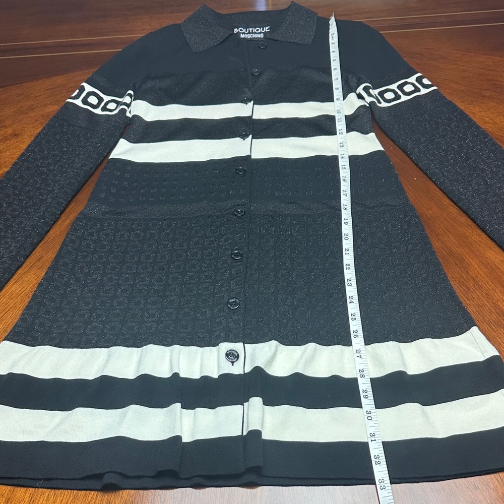 Boutique Moschino Black & White Knit Shirt Dress Size S - Picture 7 of 16